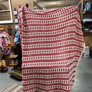 Pink and White Patterned Handmade Afghan